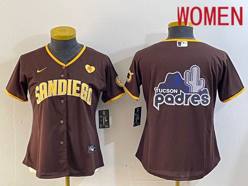 Women San Diego Padres Blank Browm Game 2024 Nike MLB Jersey style 7->women mlb jersey->Women Jersey